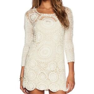 Spell Cream Crochet Mini Dress